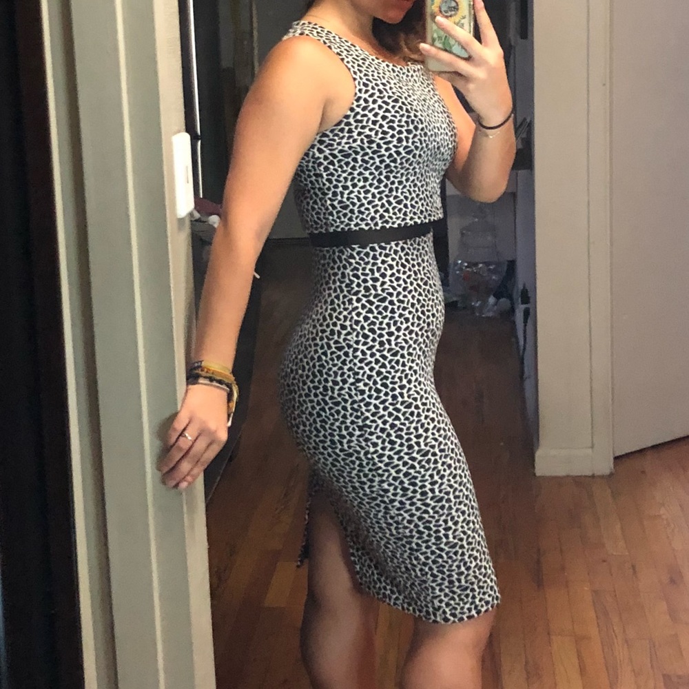 Cow print sheer cut out dress